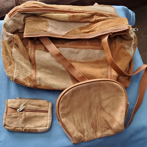 Suede Patchwork Handbag, Large Capacity, Multiple Pockets - Picture 6 of 13